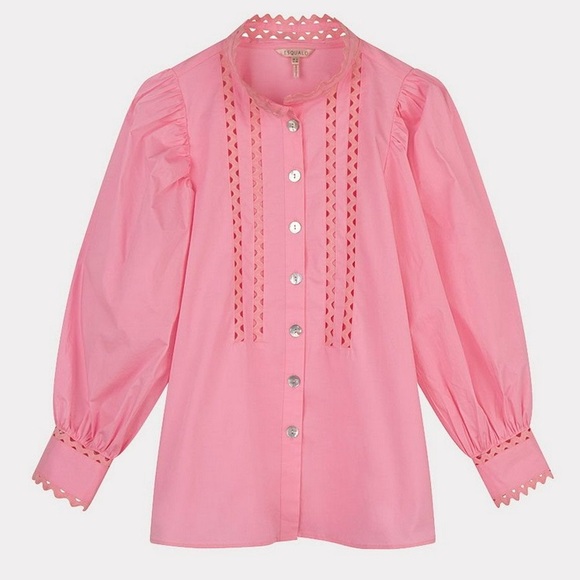 ESQUALO Tops - Esqualo puffed sleeve pink cotton poplin blouse